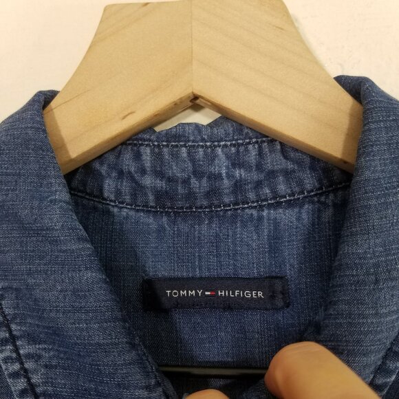 Tommy Hilfiger Long Sleeve Button Up Dress with Pockets Blue - Picture 5 of 9